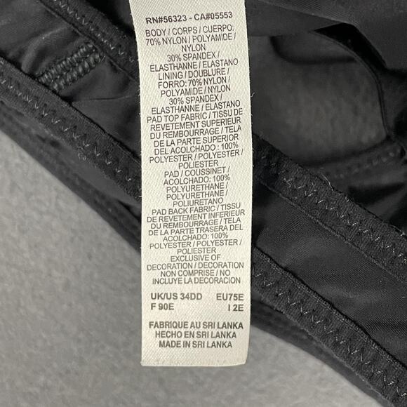 Nike Dri Fit Sports Bra Womens 34DD Black Padded Racerback High Support - Picture 6 of 16